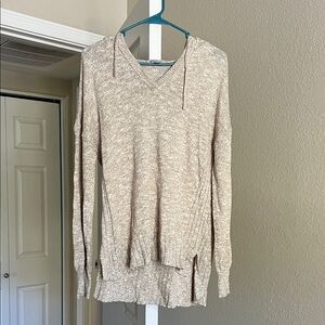 Beige Knit V-Neck Sweater